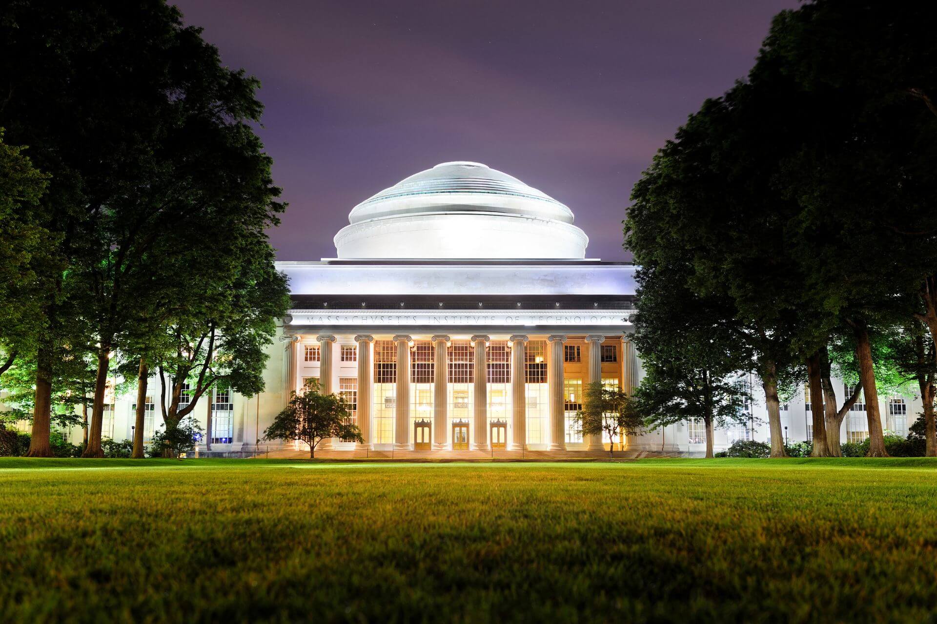 Building on MIT Campus at night